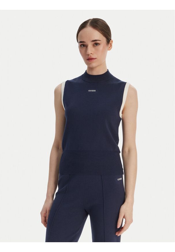 Guess Sweter 181078 Niebieski Classic Fit. Kolor: niebieski. Materiał: syntetyk