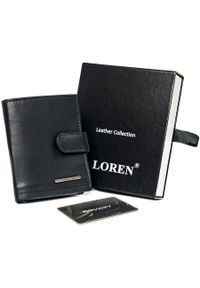LOREN - Etui na karty banknotówka czarna Loren GRM-70-05 BLACK. Kolor: czarny. Materiał: skóra