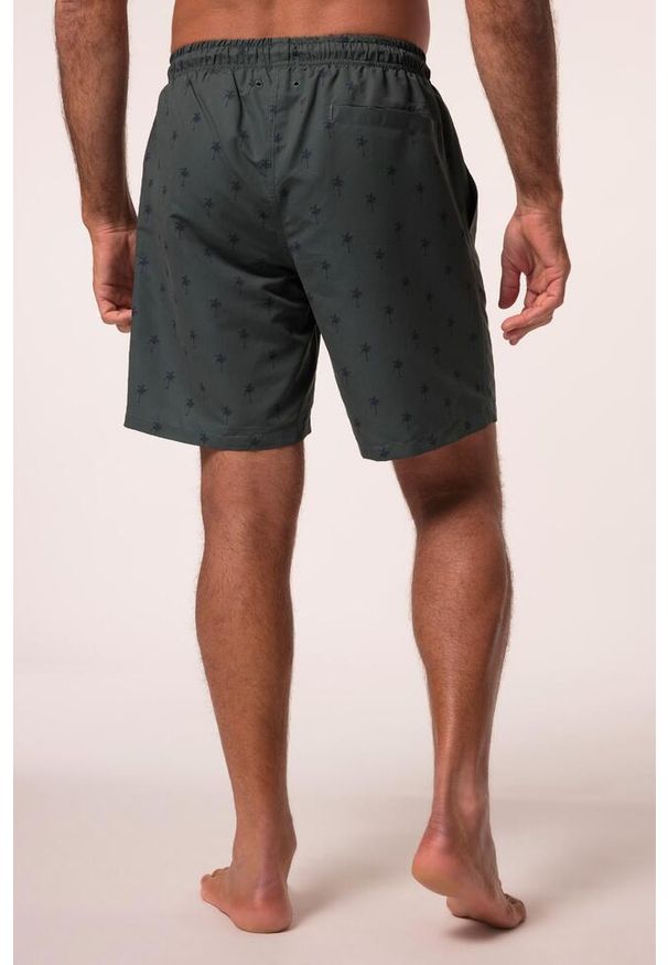 JAY-PI - Męskie Kąpielówki moda plażowa elastyczny pas minimalistyczny nadruk. Kolekcja: plus size. Kolor: zielony. Materiał: poliester, materiał. Wzór: nadruk