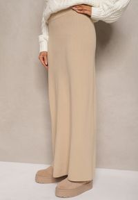 Renee - Beżowa Spódnica z Wełną High Waist o Rozkloszowanym Kroju Emirela. Okazja: na spotkanie biznesowe, do pracy. Stan: podwyższony. Kolor: beżowy. Materiał: wełna. Styl: wizytowy, biznesowy, elegancki #4