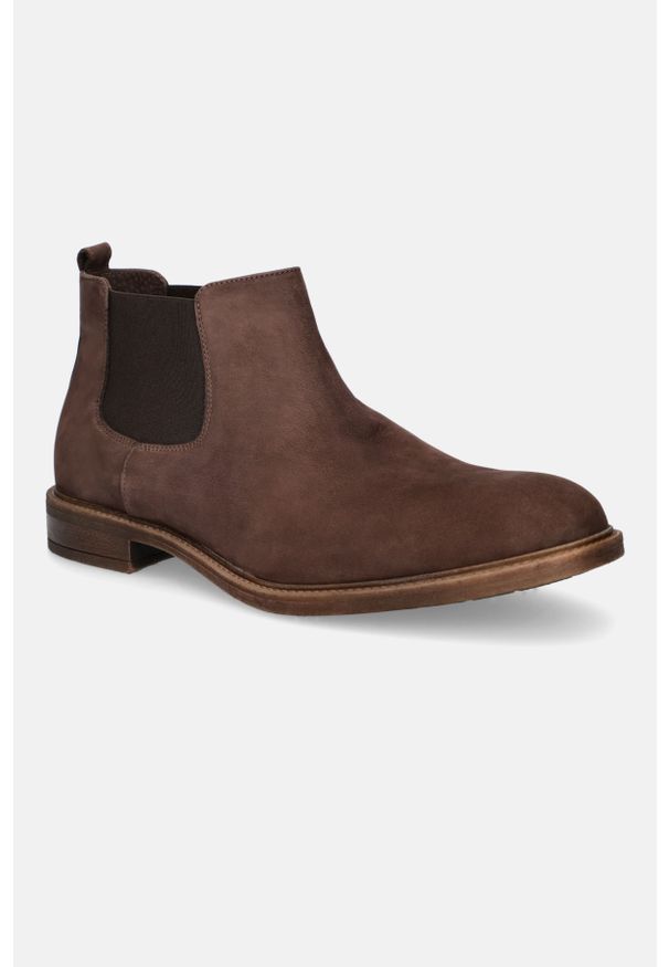 Lancerto - Sztyblety Brązowe Registan. Wysokość cholewki: za kostkę. Kolor: brązowy. Materiał: guma, jeans, skóra, nubuk, tkanina. Szerokość cholewki: normalna. Sezon: zima, jesień, wiosna. Styl: elegancki