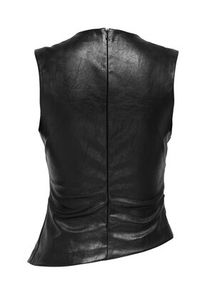 only - ONLY Bluzka Mone 15360230 Czarny Slim Fit. Kolor: czarny. Materiał: skóra #2