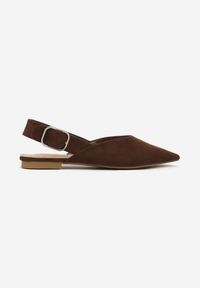 Renee - Brązowe Sandały Vices Typu Slingback z Wkładką ze Skóry Naturalnej Rallora. Okazja: na co dzień, na spacer. Zapięcie: sprzączka. Kolor: brązowy. Materiał: skóra. Wzór: nadruk. Obcas: na obcasie. Styl: elegancki, casual. Wysokość obcasa: średni #6