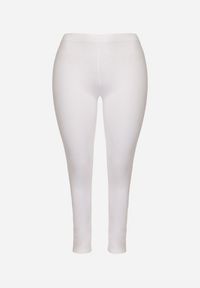 Born2be - Białe Bawełniane Legginsy z Gumką w Pasie Mevora. Okazja: na co dzień. Kolekcja: plus size. Kolor: biały. Materiał: bawełna. Styl: klasyczny, casual #5