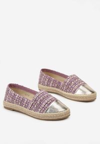 Renee - Fioletowe Espadryle z Tweedowego Materiału z Plecionką na Podeszwie Hexiria. Kolor: fioletowy. Materiał: materiał. Styl: elegancki #5