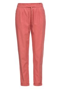 Spodnie lniane bonprix rabarbarowy. Kolor: różowy. Materiał: len #1