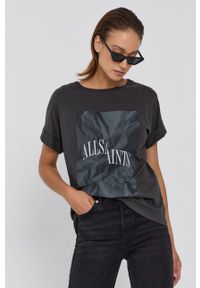 AllSaints T-shirt bawełniany kolor szary. Kolor: szary. Materiał: bawełna. Wzór: nadruk #3