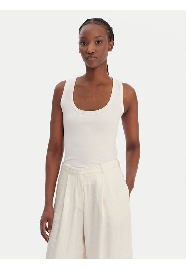 Marella Top Orata 2613941015 Écru Slim Fit. Kolor: kremowy. Materiał: wiskoza