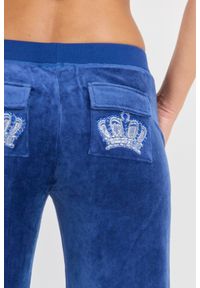 Juicy Couture - JUICY COUTURE Damskie niebieskie spodnie Heritage Crown Caisa Low Rise Pant, Rozmiar XS. Kolor: niebieski. Materiał: materiał, poliamid, bawełna. Długość: długie