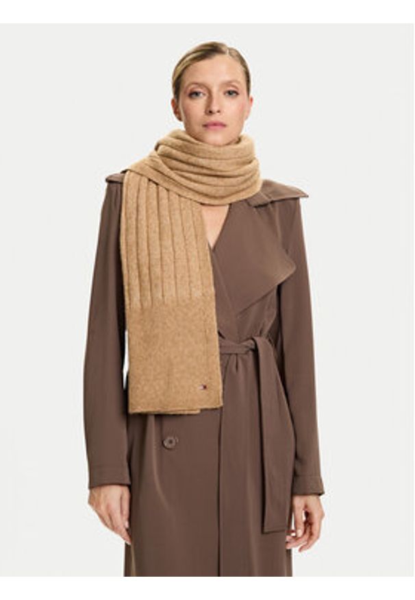 TOMMY HILFIGER - Tommy Hilfiger Szalik Flag Fluffy AW0AW17787 Beżowy. Kolor: beżowy. Materiał: poliester