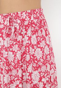 Born2be - Czerwona Spódnica Maxi Bawełniana w Kwiaty Shimine. Kolor: czerwony. Materiał: bawełna. Wzór: kwiaty