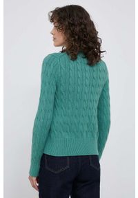 Polo Ralph Lauren kardigan bawełniany damski kolor zielony. Typ kołnierza: polo. Kolor: zielony. Materiał: bawełna. Długość rękawa: długi rękaw. Długość: długie. Wzór: ze splotem #2