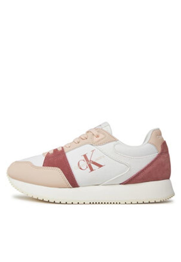 Calvin Klein Jeans Sneakersy Runner Low Lace Mix Ml Btw YW0YW01436 Biały. Kolor: biały. Materiał: materiał