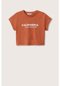 Mango Kids t-shirt bawełniany dziecięcy Cali kolor bordowy. Kolor: czerwony. Materiał: bawełna #6