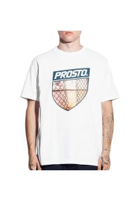 Koszulka Prosto Skizzle KL242MTEE1181 - biała. Kolor: biały. Materiał: bawełna, dzianina. Długość rękawa: krótki rękaw. Długość: krótkie