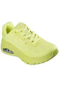 skechers - Adidasy Skechers Uno Flex - Spring On, Kobiety. Kolor: zielony. Materiał: materiał. Sport: fitness