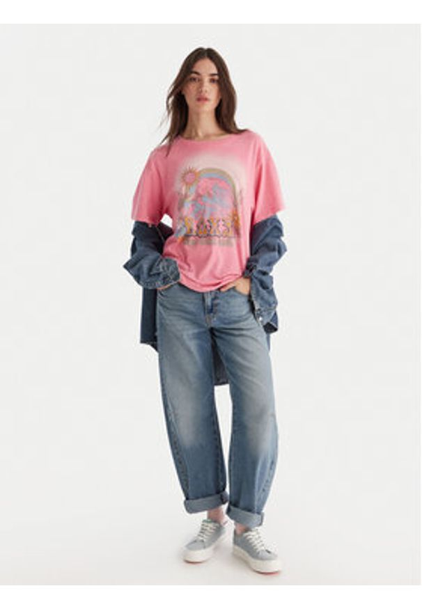 Roxy T-Shirt Sunnyoversize Optic Wash ERJZT06022 Różowy Oversize. Kolor: różowy. Materiał: bawełna