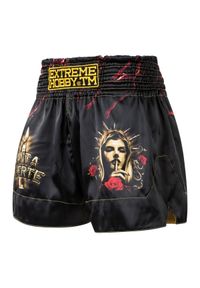 Spodenki Muay Thai męskie EXTREME HOBBY SANTA MUERTE. Kolor: czarny. Materiał: poliester