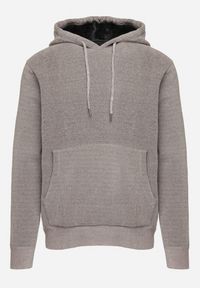 Born2be - Szara Bluza z Wełną i Kapturem Ozdobiona Sznurkami Karitta. Kolor: szary. Materiał: wełna. Wzór: aplikacja #6