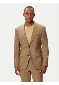 Hugo - HUGO Garnitur Henry-Getlin253X 50567894 Beżowy ciemny Slim Fit. Kolor: beżowy. Materiał: syntetyk #4