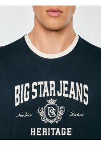 Big-Star - koszulka męska z kontrastowym nadrukiem granatowa berno 403. Kolor: niebieski. Materiał: bawełna, dzianina. Wzór: nadruk #3