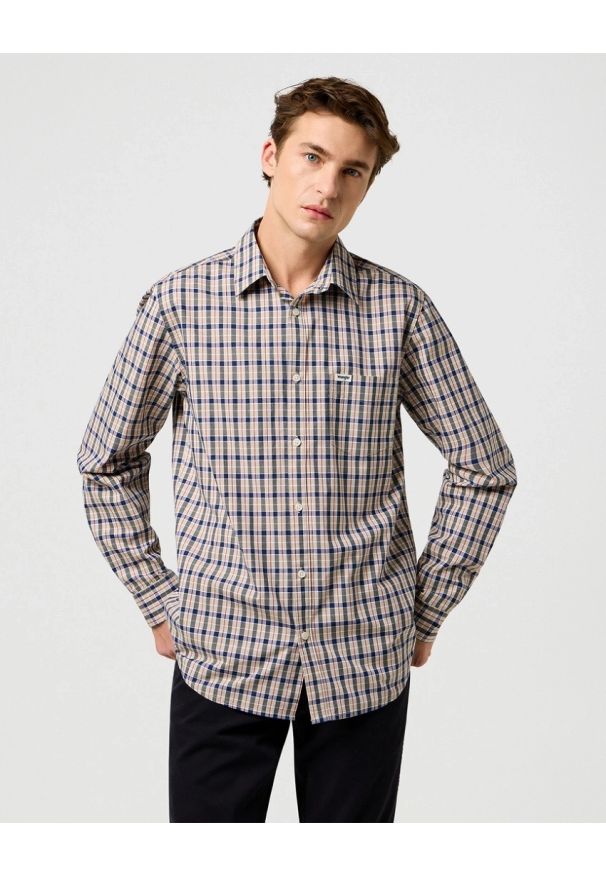 Wrangler - MESKA KOSZULA WRANGLER 1 PKT SHIRT BEIGE 112371553