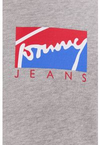 Tommy Jeans - Bluza bawełniana. Okazja: na co dzień. Typ kołnierza: kaptur. Kolor: szary. Materiał: bawełna. Styl: casual