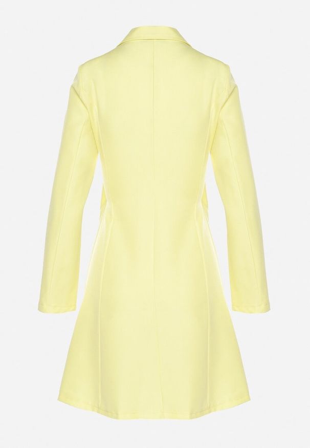 Born2be - Żółta Kopertowa Sukienka o Fasonie Marynarki Arelisa. Kolor: żółty. Materiał: materiał. Typ sukienki: kopertowe