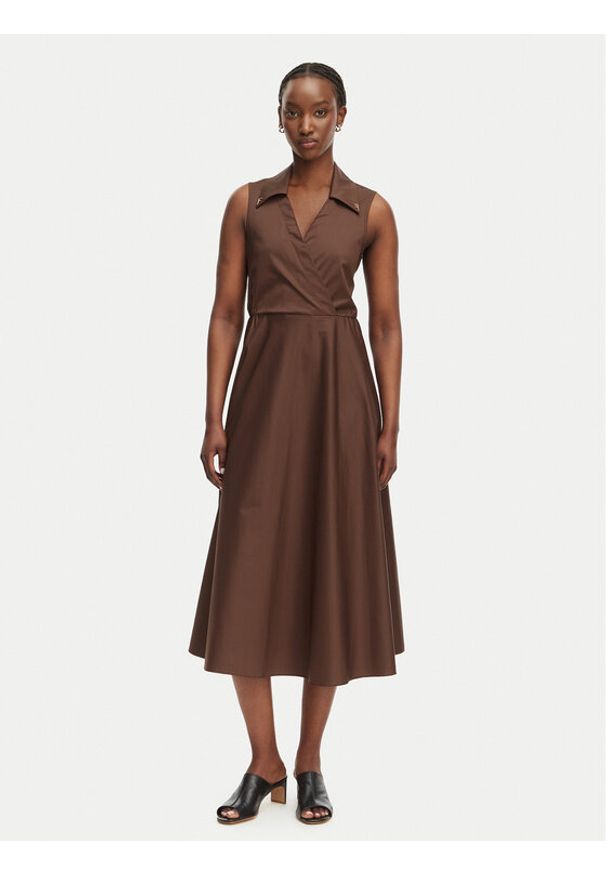 Fracomina Sukienka codzienna FS26SD2010W40201 Brązowy Regular Fit. Okazja: na co dzień. Kolor: brązowy. Materiał: bawełna. Typ sukienki: proste. Styl: casual