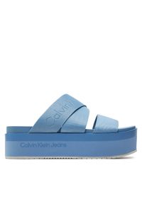 Calvin Klein Jeans Klapki Flatform Sandal Webbing In Mr YW0YW01361 Niebieski. Kolor: niebieski