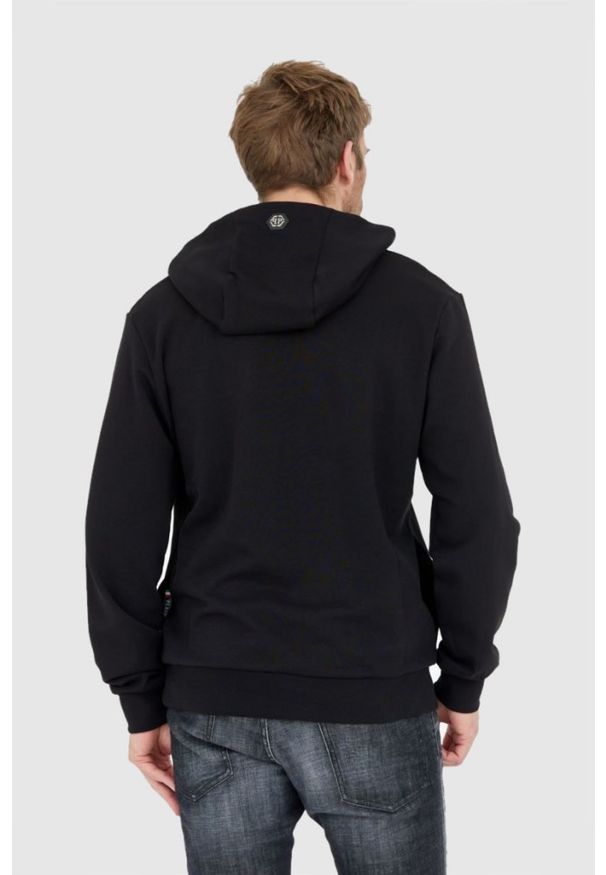 Philipp Plein - PHILIPP PLEIN Czarna bluza męska z kapturem skull. Typ kołnierza: kaptur. Kolor: czarny