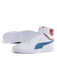 Buty do chodzenia męskie Puma Shuffle Mid. Wysokość cholewki: za kostkę. Zapięcie: sznurówki. Kolor: biały, wielokolorowy, niebieski. Materiał: materiał, syntetyk, tkanina. Szerokość cholewki: normalna. Sport: turystyka piesza