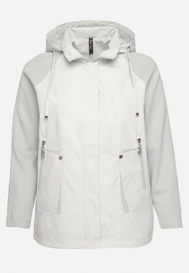 Born2be - Zielona Kurtka Wiatrówka z Odpinanym Kapturem i Ściągaczami Arseli. Okazja: na co dzień. Kolekcja: plus size. Kolor: zielony. Materiał: poliester, jeans, tkanina. Długość rękawa: długi rękaw. Długość: długie. Styl: elegancki, casual