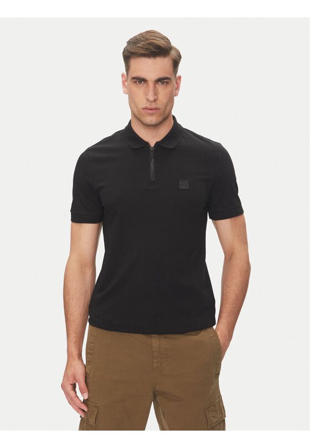 BOSS Polo Passerzip 50537507 Czarny Slim Fit. Typ kołnierza: polo. Kolor: czarny. Materiał: bawełna
