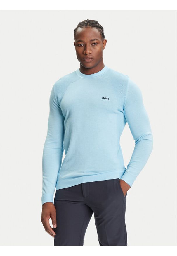 BOSS Sweter K_Momentum 50541944 Błękitny Regular Fit. Kolor: niebieski. Materiał: bawełna