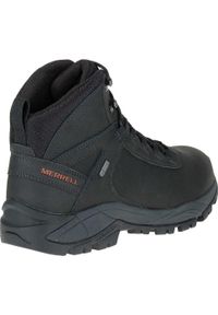 Buty trekkingowe męskie Merrell Vego Mid Leather Waterproof. Wysokość cholewki: za kostkę. Zapięcie: sznurówki. Kolor: czarny, wielokolorowy. Materiał: materiał, skóra, tkanina, syntetyk. Szerokość cholewki: normalna