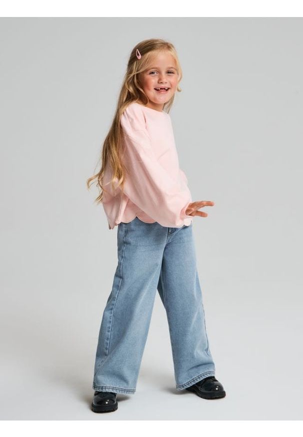 Sinsay - Jeansy wide leg - niebieski. Kolor: niebieski
