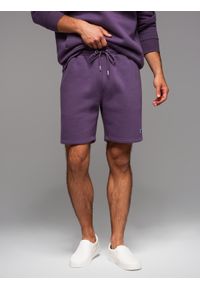 Ombre Clothing - Dresowe szorty unisex ze ściągaczem w pasie – fioletowe V13 - Rozmiar: XS/S. Kolor: fioletowy. Materiał: dresówka. Wzór: aplikacja. Styl: sportowy
