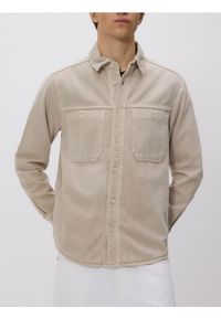 Reserved - Bawełniana koszula regular fit - beżowy. Kolor: beżowy. Materiał: bawełna