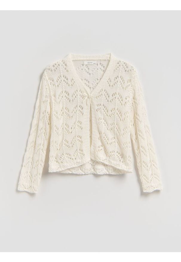 Reserved - Dzianinowy kardigan - złamana biel. Materiał: dzianina