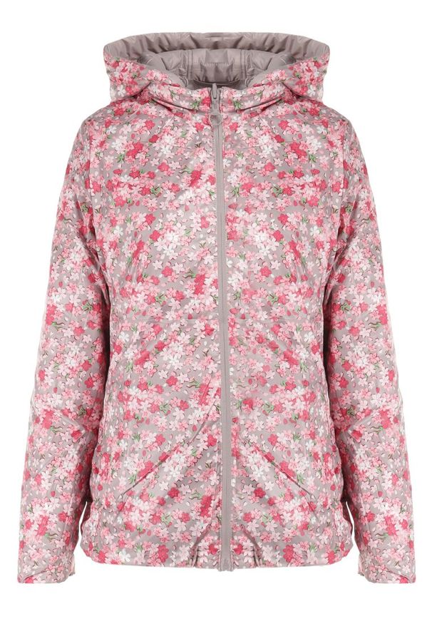 Born2be - Szara Kurtka Dwustronna Hypselle. Kolekcja: plus size. Kolor: szary. Materiał: jeans. Wzór: kwiaty, aplikacja. Styl: klasyczny