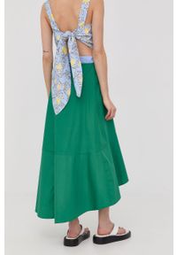 MAX&Co. spódnica bawełniana kolor zielony midi rozkloszowana. Stan: podwyższony. Kolor: zielony. Materiał: bawełna. Długość: długie