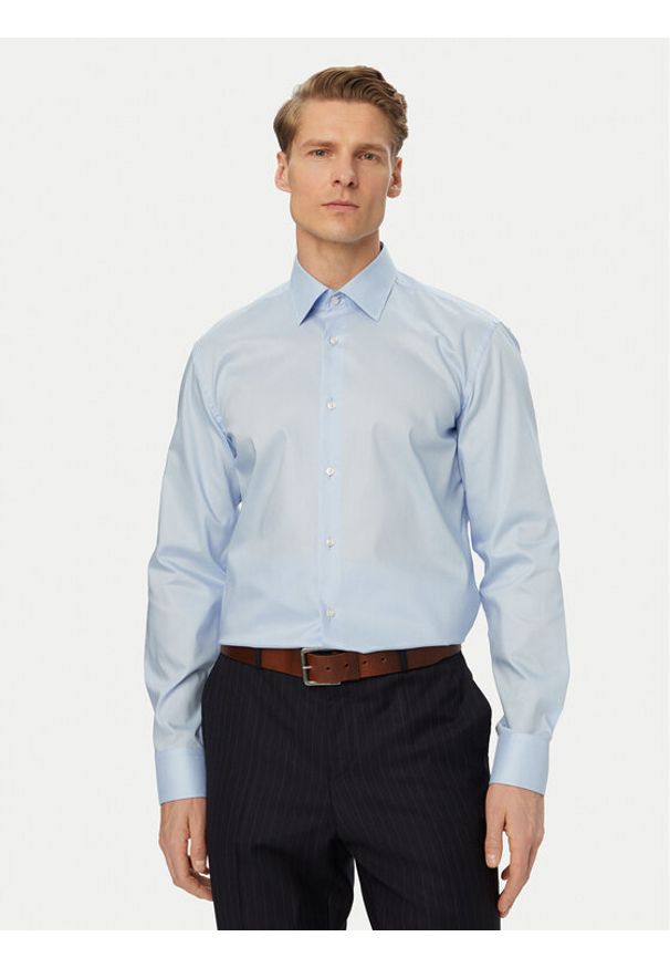 BOSS Koszula H-Hank 50560704 Niebieski jasny Slim Fit. Kolor: niebieski. Materiał: bawełna
