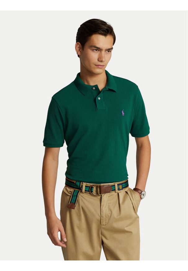 Polo Ralph Lauren Polo 710782592016 Zielony Custom Slim Fit. Typ kołnierza: polo. Kolor: zielony. Materiał: bawełna