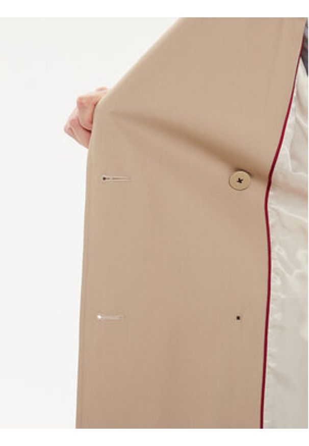TOMMY HILFIGER - Tommy Hilfiger Trencz WW0WW43336 Beżowy Oversize. Kolor: beżowy. Materiał: bawełna
