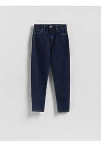 Reserved - Jeansy mom fit - granatowy. Kolor: niebieski