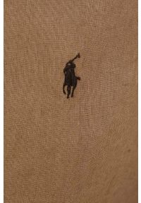 Polo Ralph Lauren koszula lniana kolor zielony regular z kołnierzykiem klasycznym. Okazja: na co dzień. Typ kołnierza: kołnierzyk klasyczny, polo. Kolor: brązowy. Materiał: len. Wzór: gładki, aplikacja. Styl: klasyczny #5