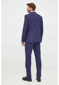 BOSS garnitur wełniany kolor granatowy wzorzysta. Kolor: niebieski. Materiał: wełna #5