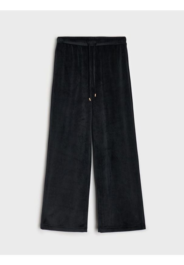 Sinsay - Spodnie wide leg - czarny. Kolor: czarny
