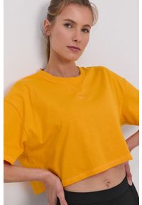 Reebok T-shirt bawełniany GU3282 kolor żółty. Kolor: żółty. Materiał: bawełna. Wzór: gładki #5